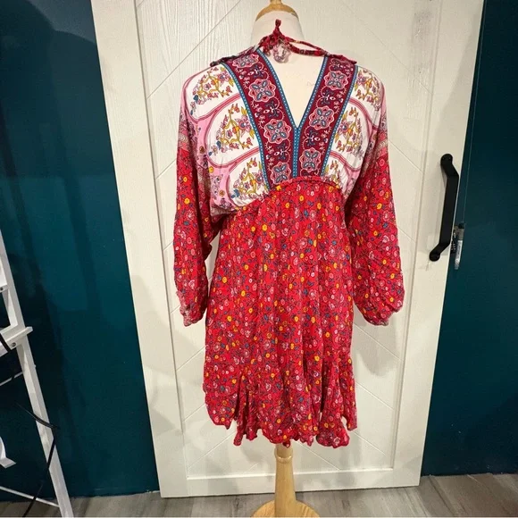 Boho Floral Mini Dress | Festival Prairie Western Medium/Cottagecore - Picture 8 of 9